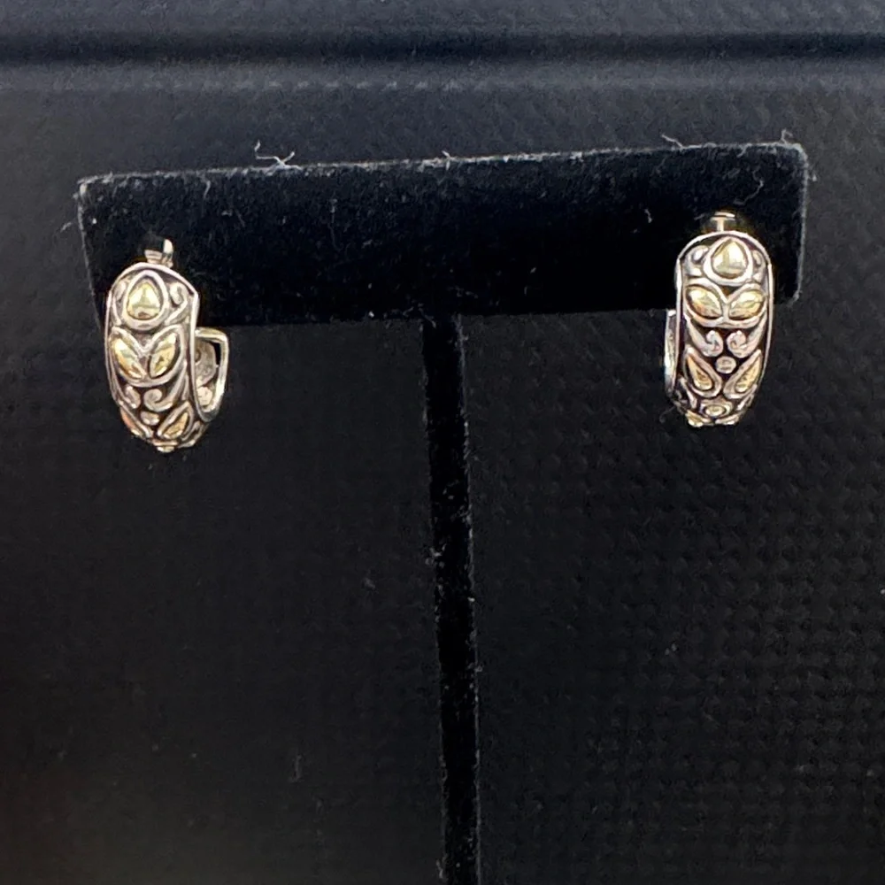 John Hardy .925/18kt Two-Tone Leaf Earrings - Picture 1 of 7